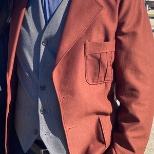Red jacket 70s dress suit.